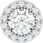 14K White Natural White Sapphire & 1/10 CT Natural Diamond Halo-Style Pendant