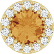 14K Yellow Natural Citrine & 1/10 CT Natural Diamond Halo-Style Pendant