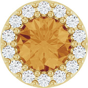 14K Yellow Natural Citrine & 1/10 CT Natural Diamond Halo-Style Pendant
