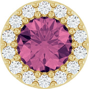 14K Yellow Natural Pink Tourmaline & 1/10 CTW Natural Diamond Halo-Style Pendant