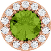 14K Rose Natural Peridot & 1/10 CT Natural Diamond Halo-Style Pendant