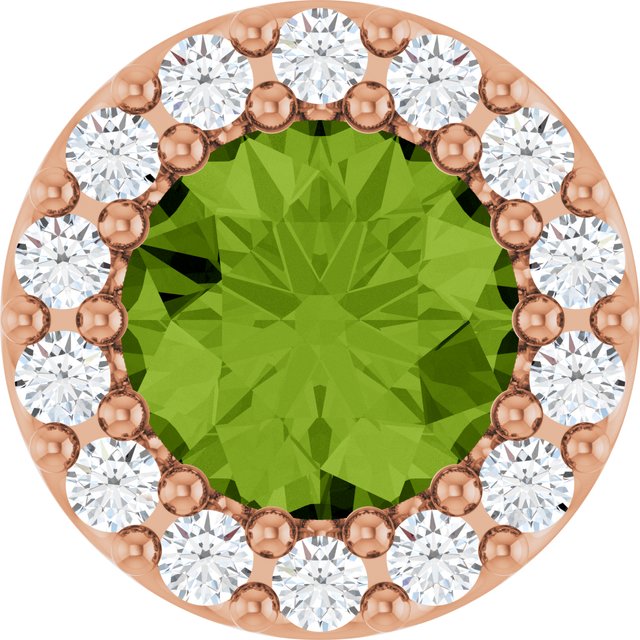 14K Rose Natural Peridot & 1/10 CT Natural Diamond Halo-Style Pendant