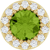 14K Yellow Natural Peridot & 1/10 CT Natural Diamond Halo-Style Pendant