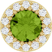 14K Yellow Natural Peridot & 1/10 CT Natural Diamond Halo-Style Pendant