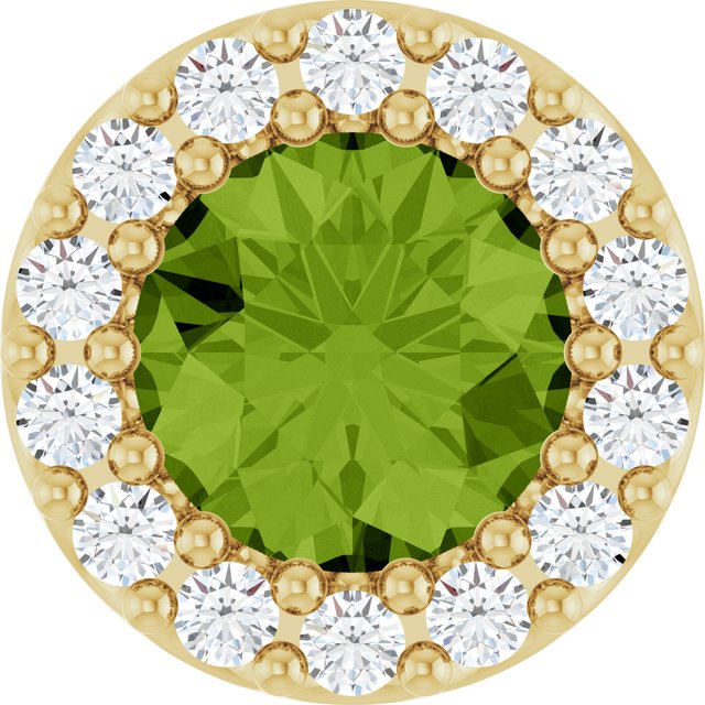 14K Yellow Natural Peridot & 1/10 CT Natural Diamond Halo-Style Pendant