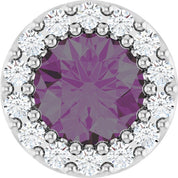 Platinum Lab-Grown Alexandrite & 1/10 CT Natural Diamond Halo-Style Pendant