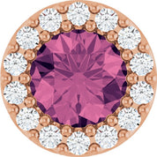 14K Rose Natural Pink Tourmaline & 1/10 CT Natural Diamond Halo-Style Pendant