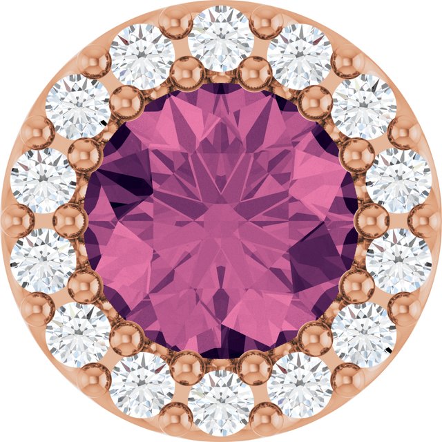 14K Rose Natural Pink Tourmaline & 1/10 CT Natural Diamond Halo-Style Pendant
