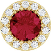 14K Yellow Natural Ruby & 1/10 CT Natural Diamond Halo-Style Pendant