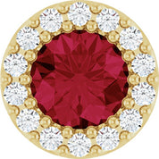 14K Yellow Natural Ruby & 1/10 CT Natural Diamond Halo-Style Pendant