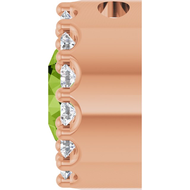 14K Rose Natural Peridot & 1/10 CT Natural Diamond Halo-Style Pendant