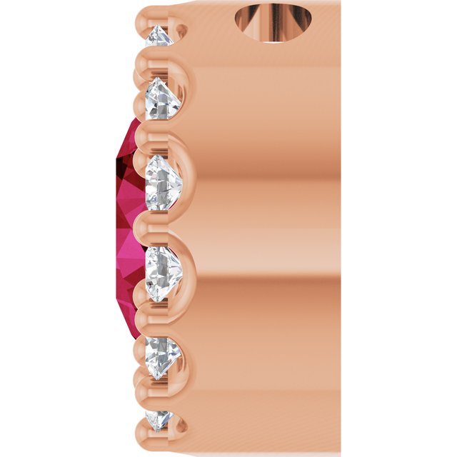 14K Rose Natural Ruby & 1/10 CT Natural Diamond Halo-Style Pendant