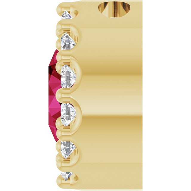 14K Yellow Natural Ruby & 1/10 CT Natural Diamond Halo-Style Pendant