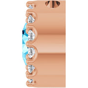 14K Rose Natural Aquamarine & 1/10 CT Natural Diamond Halo-Style Pendant