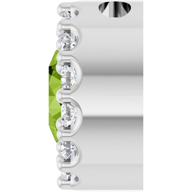 Sterling Silver Natural Peridot & 1/10 CT Natural Diamond Halo-Style Pendant