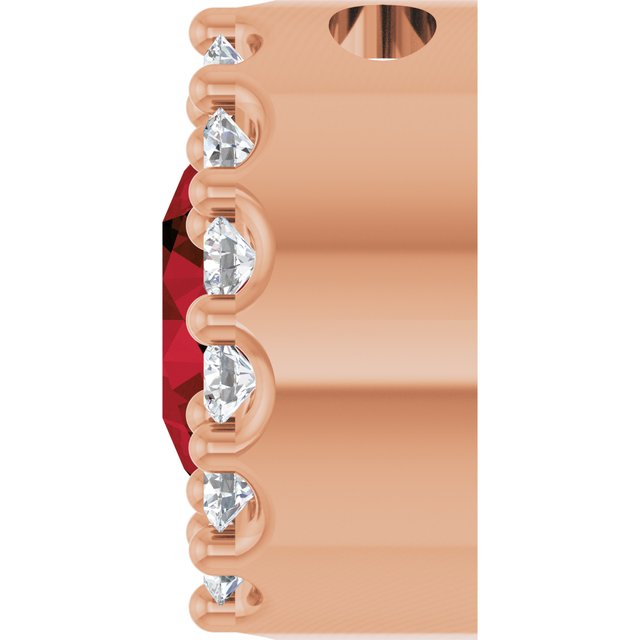 14K Rose Natural Mozambique Garnet & 1/10 CT Natural Diamond Halo-Style Pendant