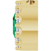 14K Yellow Lab-Grown Emerald & 1/10 CT Natural Diamond Halo-Style Pendant