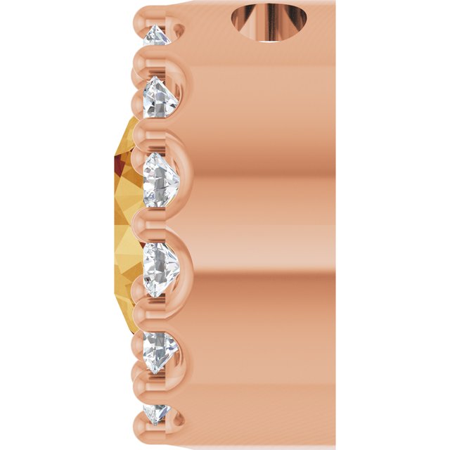 14K Rose Natural Citrine & 1/10 CT Natural Diamond Halo-Style Pendant