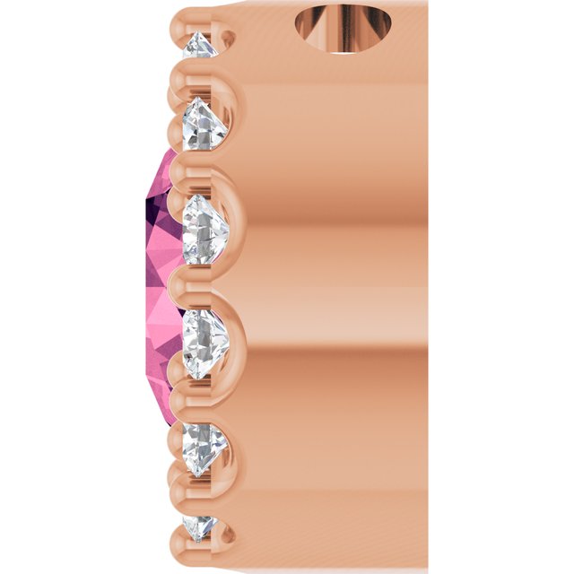 14K Rose Natural Pink Tourmaline & 1/10 CT Natural Diamond Halo-Style Pendant