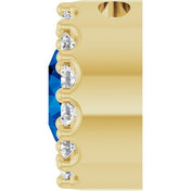 14K Yellow Natural Blue Sapphire & 1/10 CT Natural Diamond Halo-Style Pendant