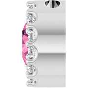 14K White Natural Pink Tourmaline & 1/10 CT Natural Diamond Halo-Style Pendant