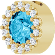 14K Yellow Natural Aquamarine & 1/10 CT Natural Diamond Halo-Style Pendant