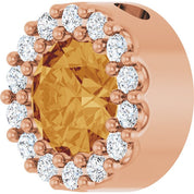 14K Rose Natural Citrine & 1/10 CT Natural Diamond Halo-Style Pendant