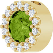 14K Yellow Natural Peridot & 1/10 CT Natural Diamond Halo-Style Pendant