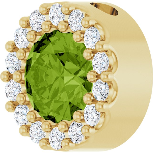 14K Yellow Natural Peridot & 1/10 CT Natural Diamond Halo-Style Pendant