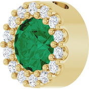 14K Yellow Natural Emerald & 1/10 CT Natural Diamond Halo-Style Pendant