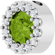 Sterling Silver Natural Peridot & 1/10 CT Natural Diamond Halo-Style Pendant