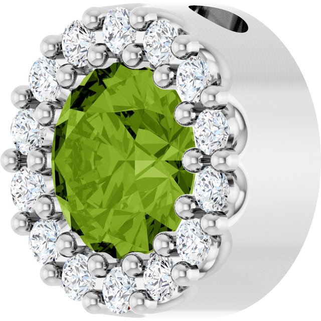 Sterling Silver Natural Peridot & 1/10 CT Natural Diamond Halo-Style Pendant