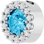 14K White Natural Aquamarine & 1/10 CT Natural Diamond Halo-Style Pendant
