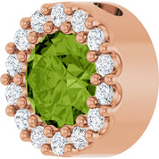 14K Rose Natural Peridot & 1/10 CT Natural Diamond Halo-Style Pendant