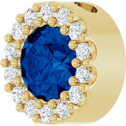 14K Yellow Lab-Grown Blue Sapphire & 1/10 CT Natural Diamond Halo-Style Pendant
