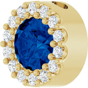 14K Yellow Natural Blue Sapphire & 1/10 CT Natural Diamond Halo-Style Pendant