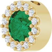 14K Yellow Lab-Grown Emerald & 1/10 CT Natural Diamond Halo-Style Pendant