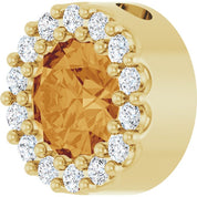 14K Yellow Natural Citrine & 1/10 CT Natural Diamond Halo-Style Pendant
