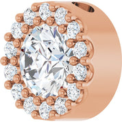 14K Rose Natural White Sapphire & 1/10 CT Natural Diamond Halo-Style Pendant