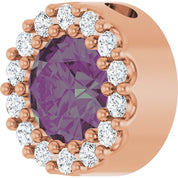 14K Rose Lab-Grown Alexandrite & 1/10 CT Natural Diamond Halo-Style Pendant