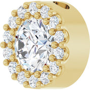 14K Yellow Natural White Sapphire & 1/10 CT Natural Diamond Halo-Style Pendant