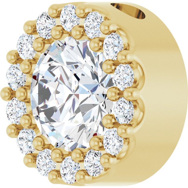 14K Yellow Natural White Sapphire & 1/10 CT Natural Diamond Halo-Style Pendant