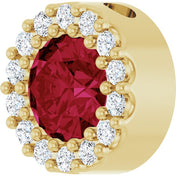 14K Yellow Natural Ruby & 1/10 CT Natural Diamond Halo-Style Pendant