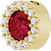 14K Yellow Natural Ruby & 1/10 CT Natural Diamond Halo-Style Pendant