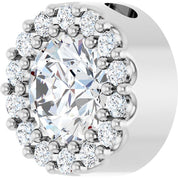 14K White Natural White Sapphire & 1/10 CT Natural Diamond Halo-Style Pendant