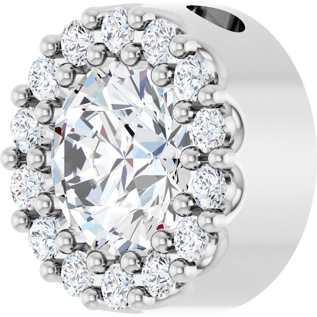 14K White Natural White Sapphire & 1/10 CT Natural Diamond Halo-Style Pendant