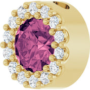 14K Yellow Natural Pink Tourmaline & 1/10 CTW Natural Diamond Halo-Style Pendant