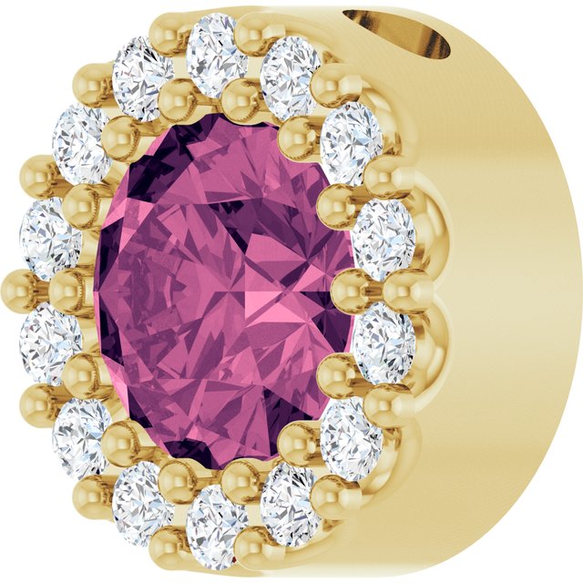 14K Yellow Natural Pink Tourmaline & 1/10 CTW Natural Diamond Halo-Style Pendant