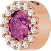 14K Rose Natural Pink Tourmaline & 1/10 CT Natural Diamond Halo-Style Pendant