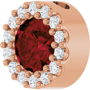 14K Rose Natural Mozambique Garnet & 1/10 CT Natural Diamond Halo-Style Pendant
